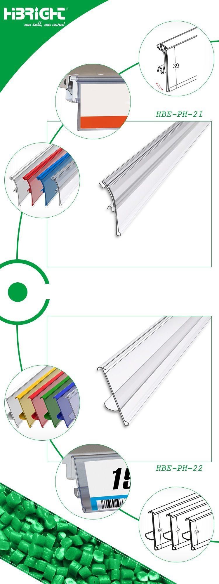 Supermarket Plastic PVC Price Tag Holder for Glass Shelf