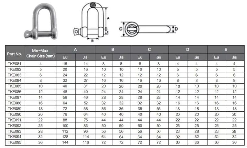2mm 3mm 4mm European Type Large Dee Shackle