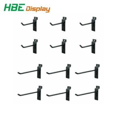 4-Inch and 6-Inch Black Metal Slatwall Displays Hooks