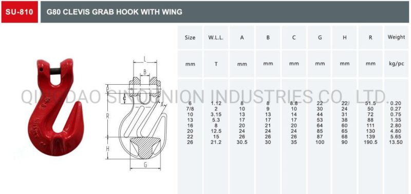 G80 Clevis Grab Hook with Wing