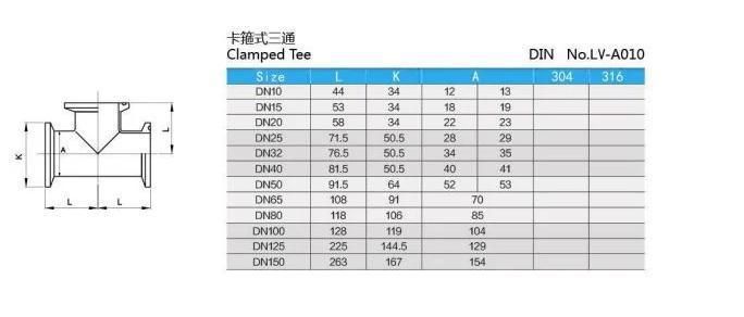 Sanitary Weld Tee with Longer Section a Port Tc