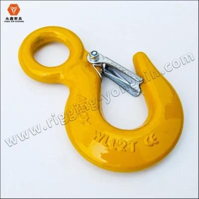 Qingdao Hardware Drop Forged Painted Eye Hook U. S. Typewith Safety Latch 320c 320A Lifting Eye Hoist Hook