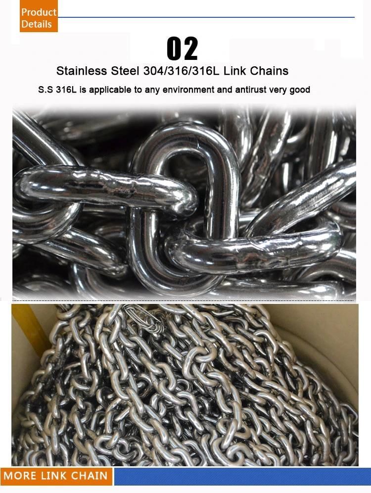 High Quality Us Type Grade 30 Galvanized Steel Link 316 Stainless Steel Lifting Short Chain