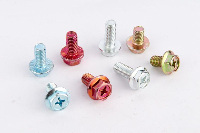 Customized Good Quality Slotted Screws with Cross Recessed, Hexagon Flange Bolts, Zinc Plating Bolts, M6 M8 M9 M12 Hexagon Bolts and Stainless Steel Bolt