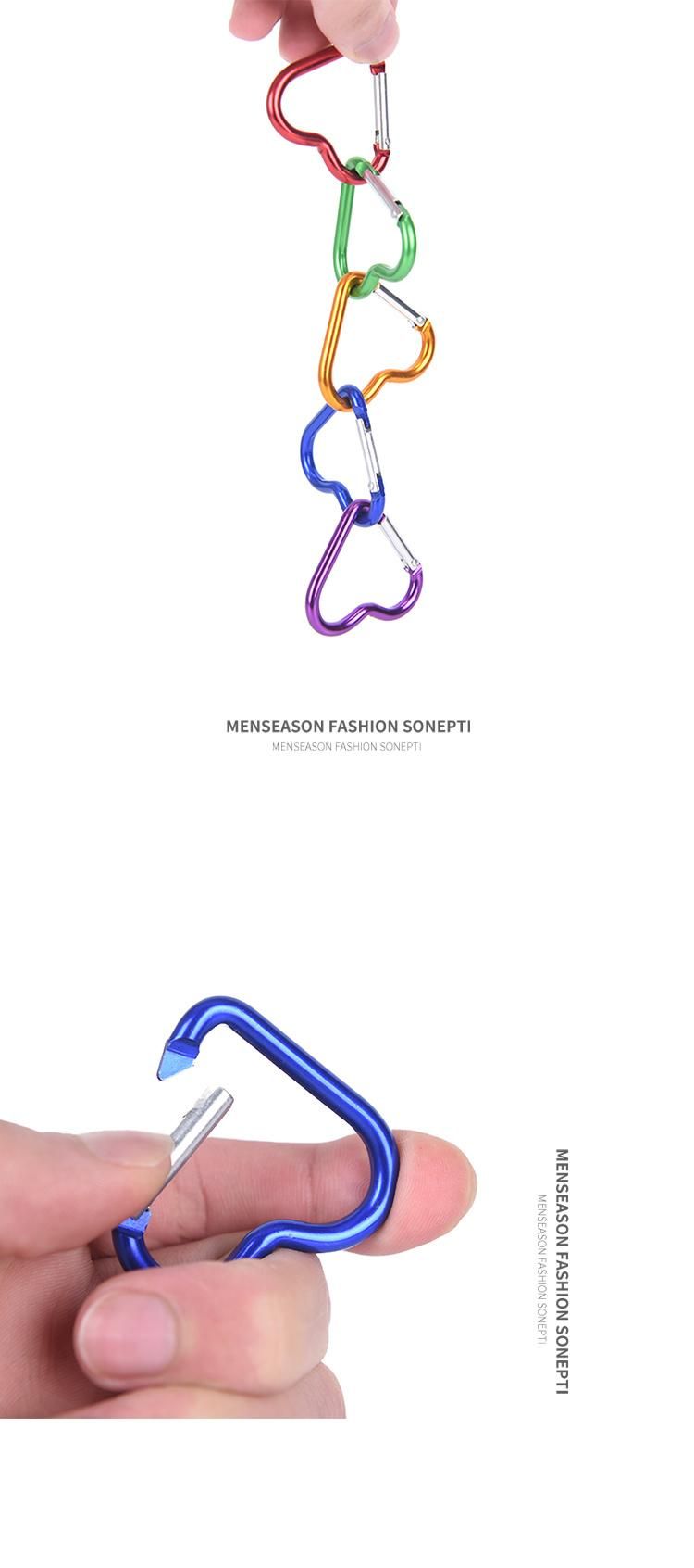 Fashion Aluminum Heart Shape Clip Carabiner