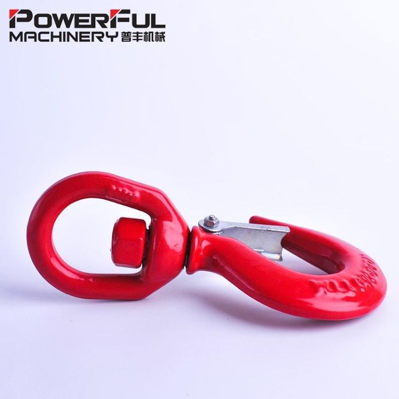 Rigging Steel Drop Forged S322 Lifting Crane Swivel Hook Us Type Heavy Chain Hoist with Safety Latch