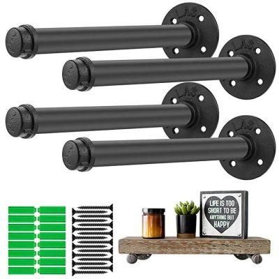 3/4&quot; 4PCS 10&prime;&prime; Industrial Wall Mount Iron Pipe Shelf Bracket for DIY Storage Home