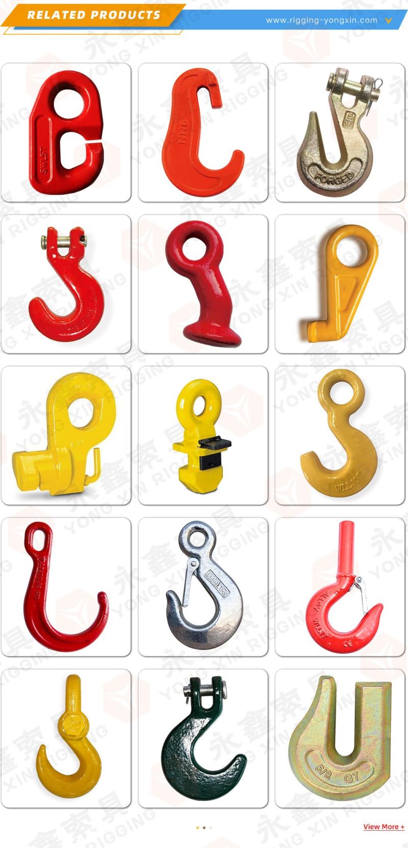 G80 Alloy Steel CE Standard Wll 12.5t Painted Red Color Chain Right Container Hook