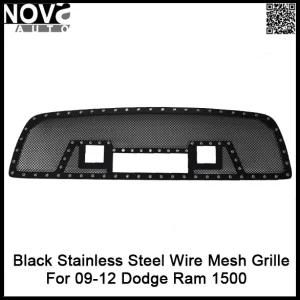 Dodge RAM1500 Replacement Evolution All Black Stainless Steel Wire Mesh Grille with LED Light