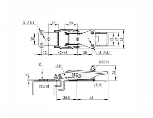 Military Industrial Machinery Self-Locking Stainless Steel Latch