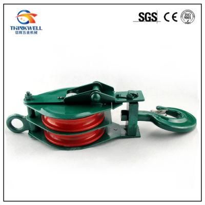 Painted Double Wheel Crane Pulley Block with Hook
