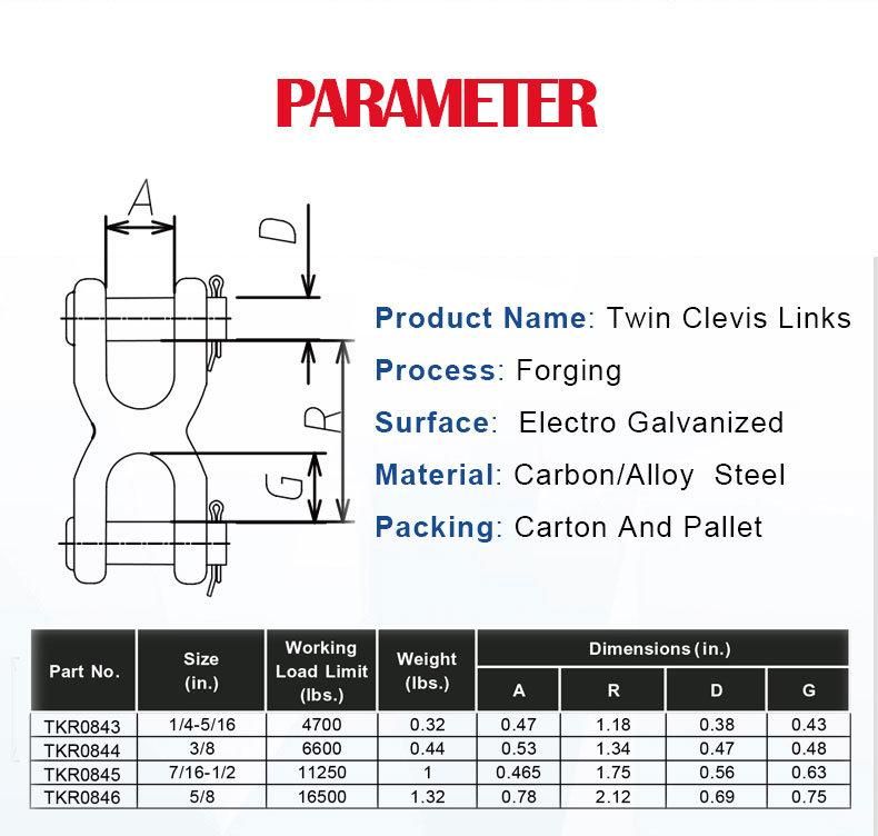 Red Painted Forging Carbon Steel H Type Twin Clevis Links