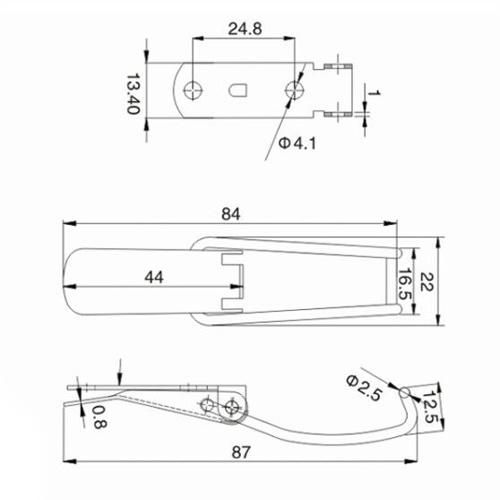 Beehive/ Milk Bucket Stainless Steel Long Hook Toggle Link Latch, Spring Toggle Fasteners Stamping Machine Parts Polished Small Draw Latch