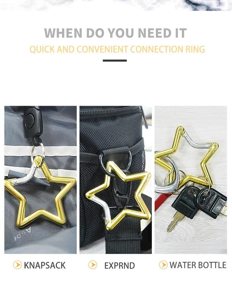 High Quality 65mm Muliti-Colored Aluminum Alloy Star Shaped Carabiner