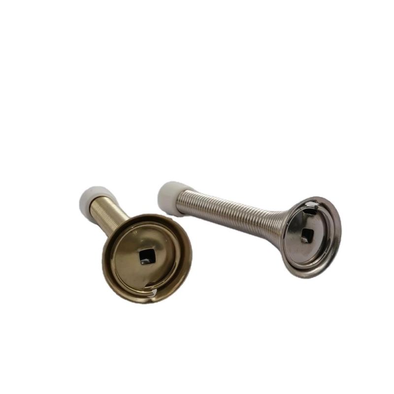 Door Stopper 3-Inch Trumpet Spring Flexible Protect Walls Polished Brass