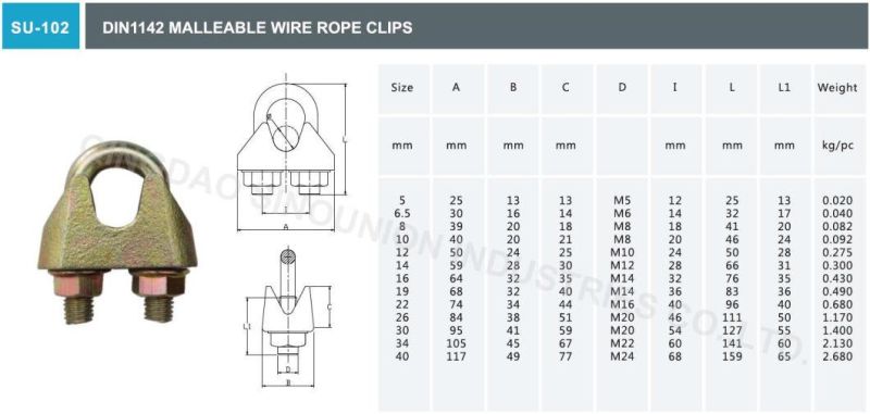 DIN741 DIN1142 a Type U. S. Type Forged/Casting Wire Rope Clips
