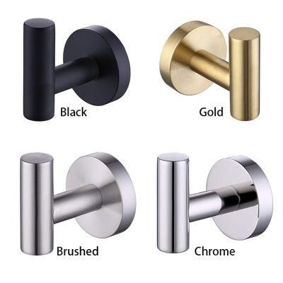 Bathroom Matte Black Coat Hook SUS 304 Stainless Steel Single Towel/Robe Clothes Robe Hook