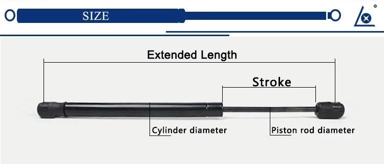 RoHS Gas Spring Gas Strut with PA66 Plastic Ending for Industry