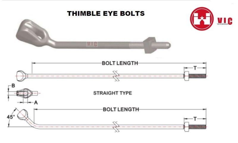 Pole Line Hardware Straight Angle Thimble Eye Anchor Rod Bolt