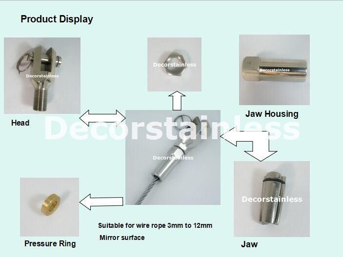 Marine Grade Stainless Steel Thread Stud Swageless Terminal for Cable Railing