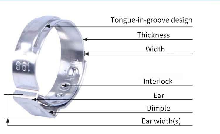 304 316 Stainless Steel Mini Single Ear Hose Clamps for Fuel Lines