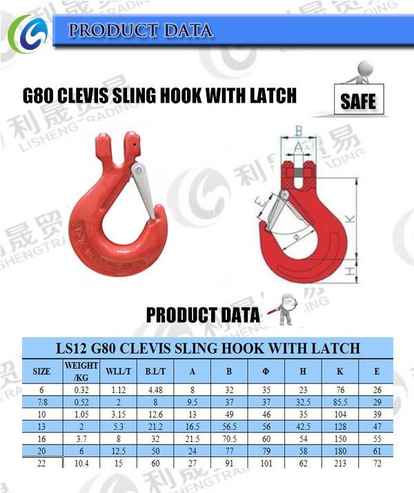 Clevis Sling Hook with Latch