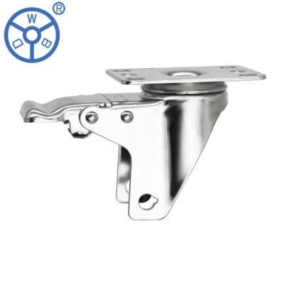 Wbd 3 4 5 Inch Stainless Steel Top Plate Swivel Brake Medium Duty Industrial Caster Wheel Bracket Fork Housing