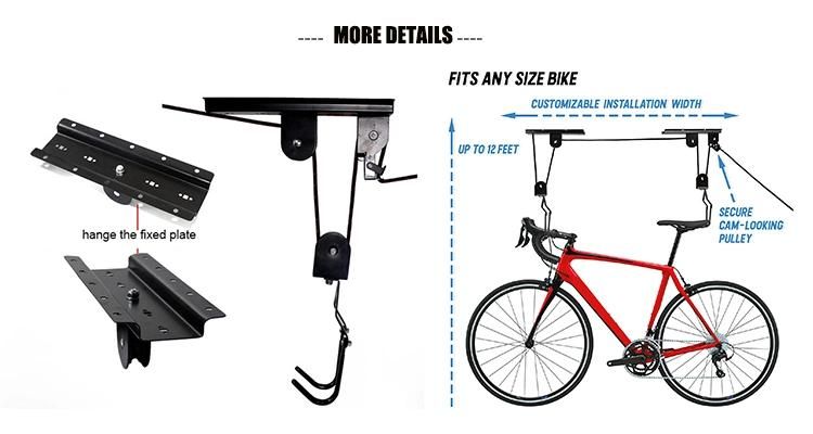 Garage Ceiling Overhead Pulley Lift Adjustable Bike Rack Wall Mount