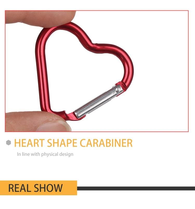 Fashion Heart Shaped Aluminum Carabiner Buckle Pack Spring Snap Keychain Clip Carabin Camping Hiking Backpack Accessory