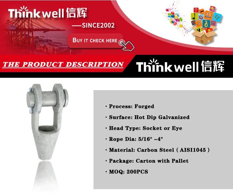 Wire Rope End Fittings with Spelter Sockets