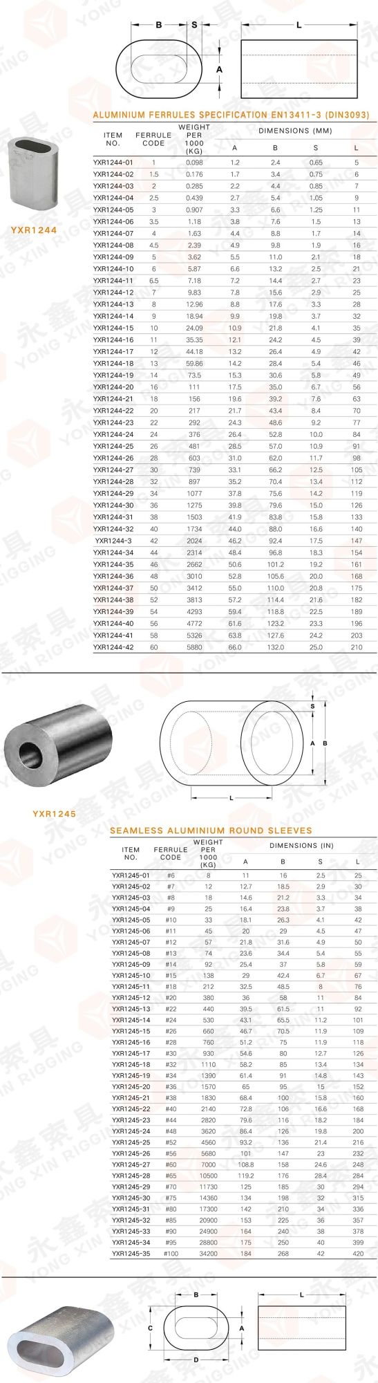 DIN3093 Aluminum Oval Sleeve for Steel Wire Rope