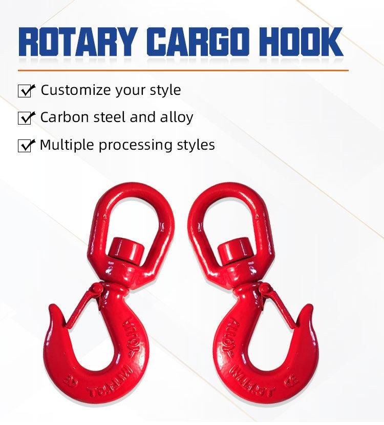 High Tensile Red G80 Eye Forged Crane Rigging Alloy Steel G80 Swivel Selflock Hook for Lifting