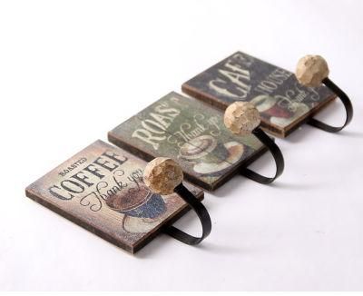 Metal Wall Hanger with Wooden Plaque