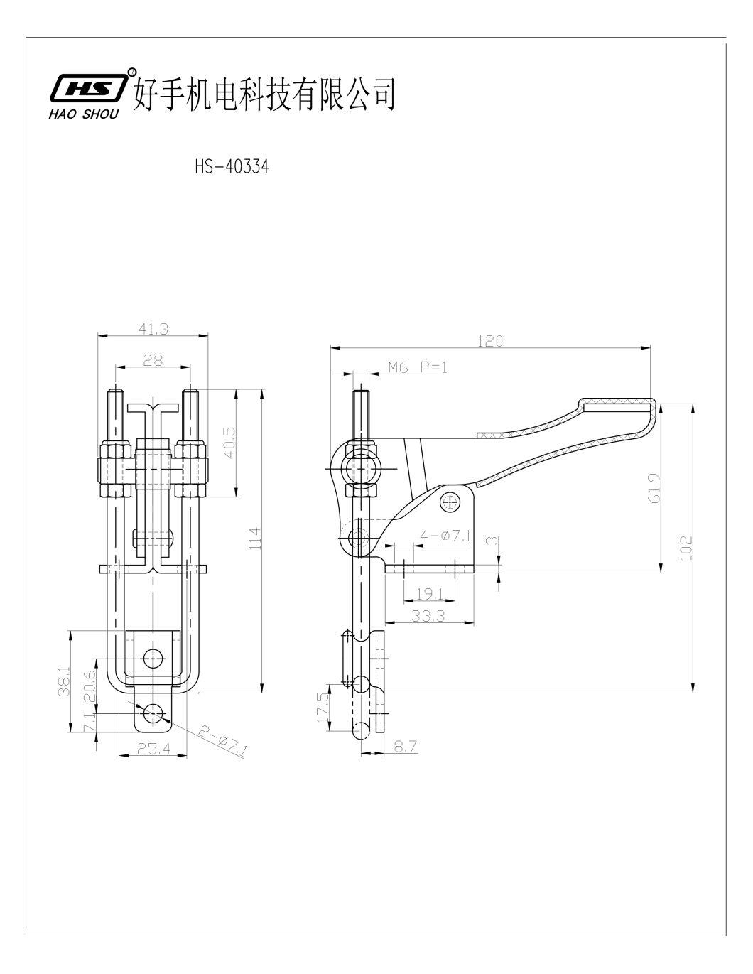 HS-40334-Ss Haoshou Custom Quick Heavy Duty 334-Ss Stainless Push Pull Adjustable Toggle Clamp for Sheet Metal