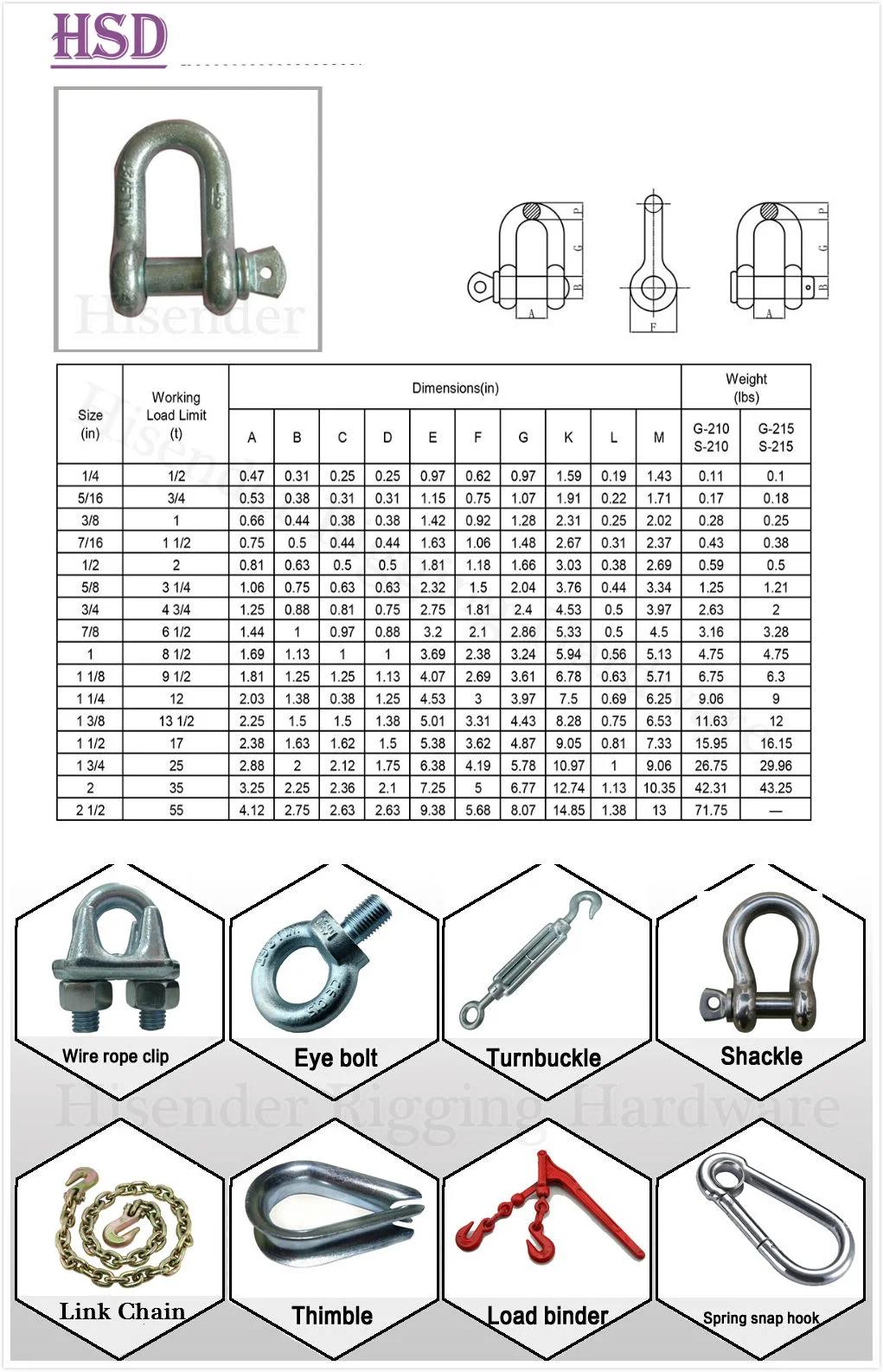 European Bow Type Shackle, E. Galvanized, Good Quality