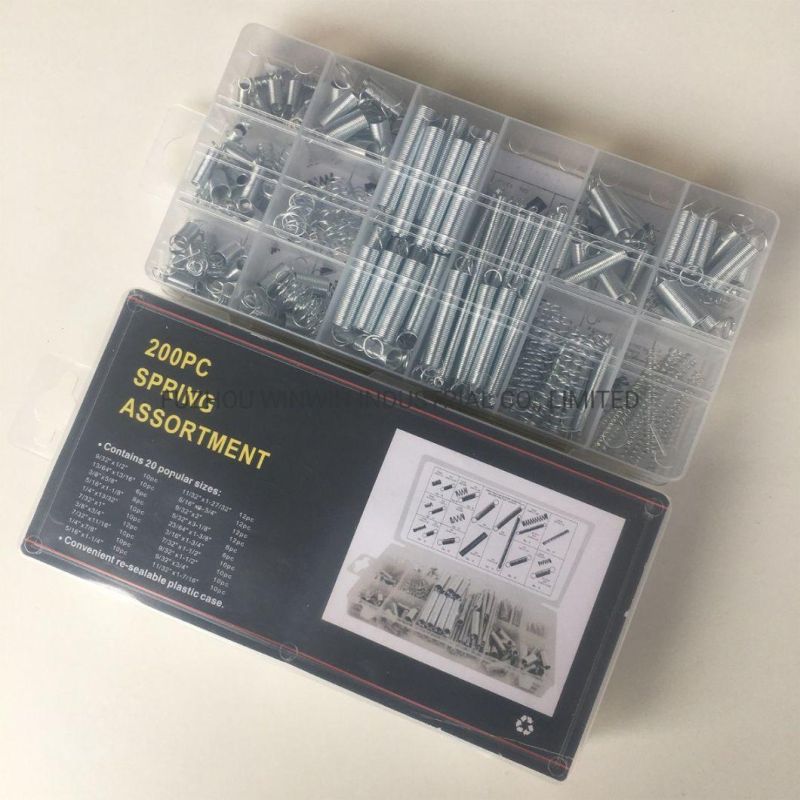 200PCS Zinc Plated Extension and Compression Industry Spring Assortment Kit (WW-200ISA)