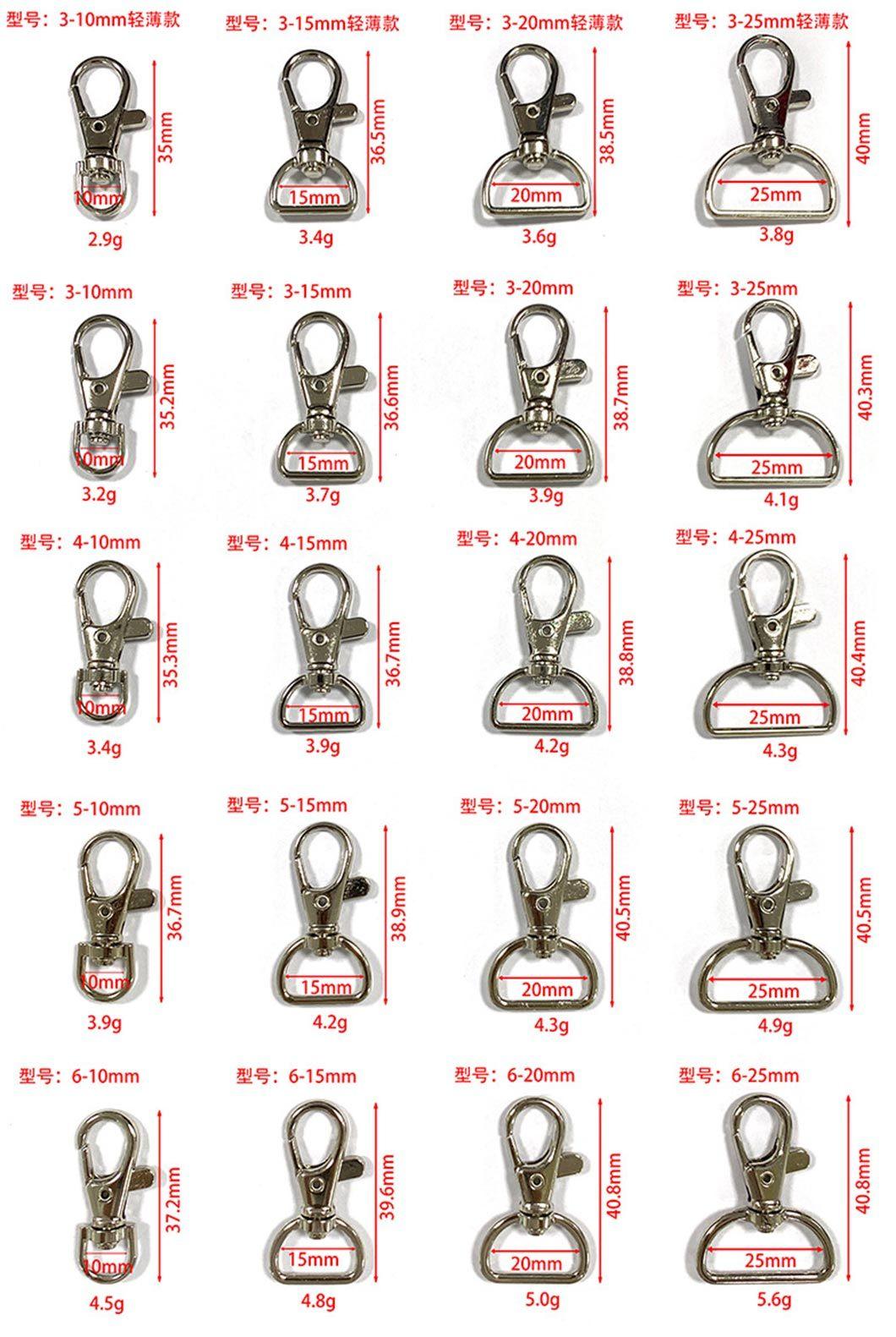 Wholesale 20-38mm Strap Hardware Handbag Accessories Keychain Buckle Bag Lobster Clasp Swivel Hook Buckle