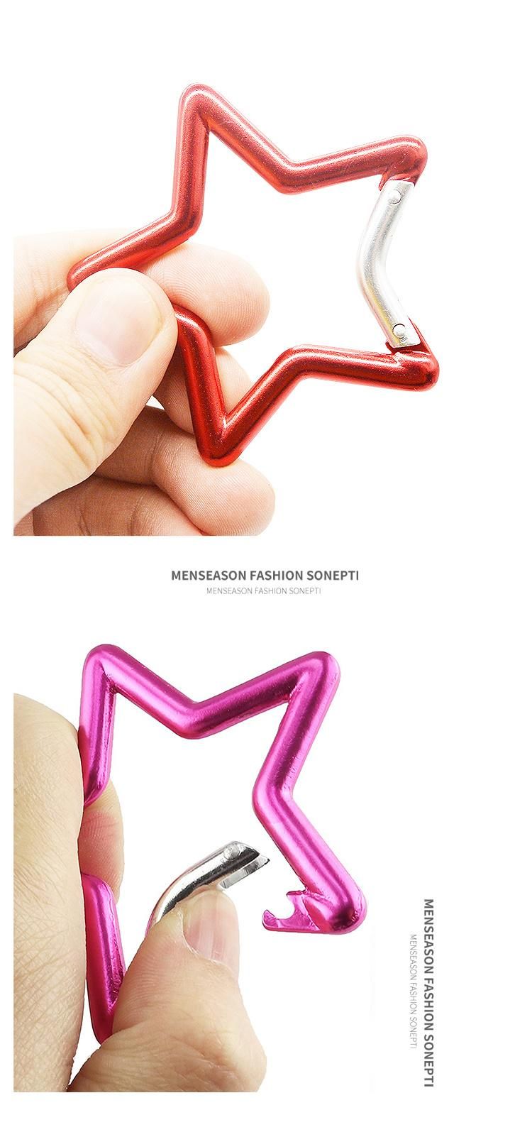 Fashion Metal Aluminum Snap Hook Star Shape Carabiner