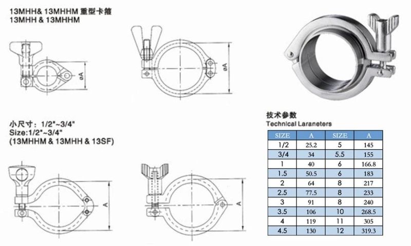 Sanitary Stainless Steel Clamp with Rocket Nut
