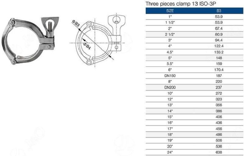 Stainless Steel 13 ISO-3p Three Pieces Clamp