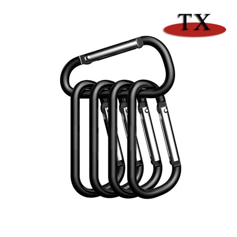 Good Quality Colorful Flat D Shape Aluminum Climbing Button Hook Carabiner for Promotional Gifts