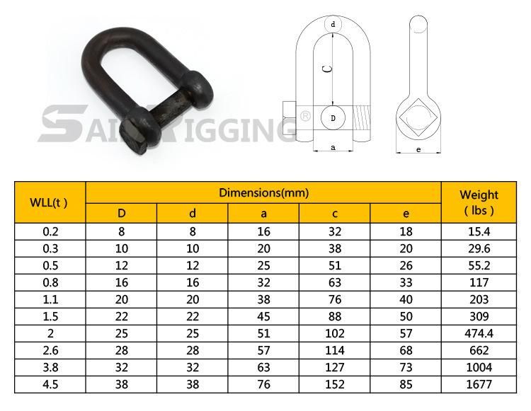 Trawling Shackles with Square Head Screw Pin