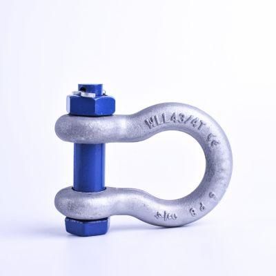 Factory Supply European Type Bow Shackle 8 Ton Bolt and Nut Shackle D Shackle