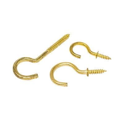 Cup Hook Brass Key Hook Cup Decorative Screw Eye Hooks with Shoulder