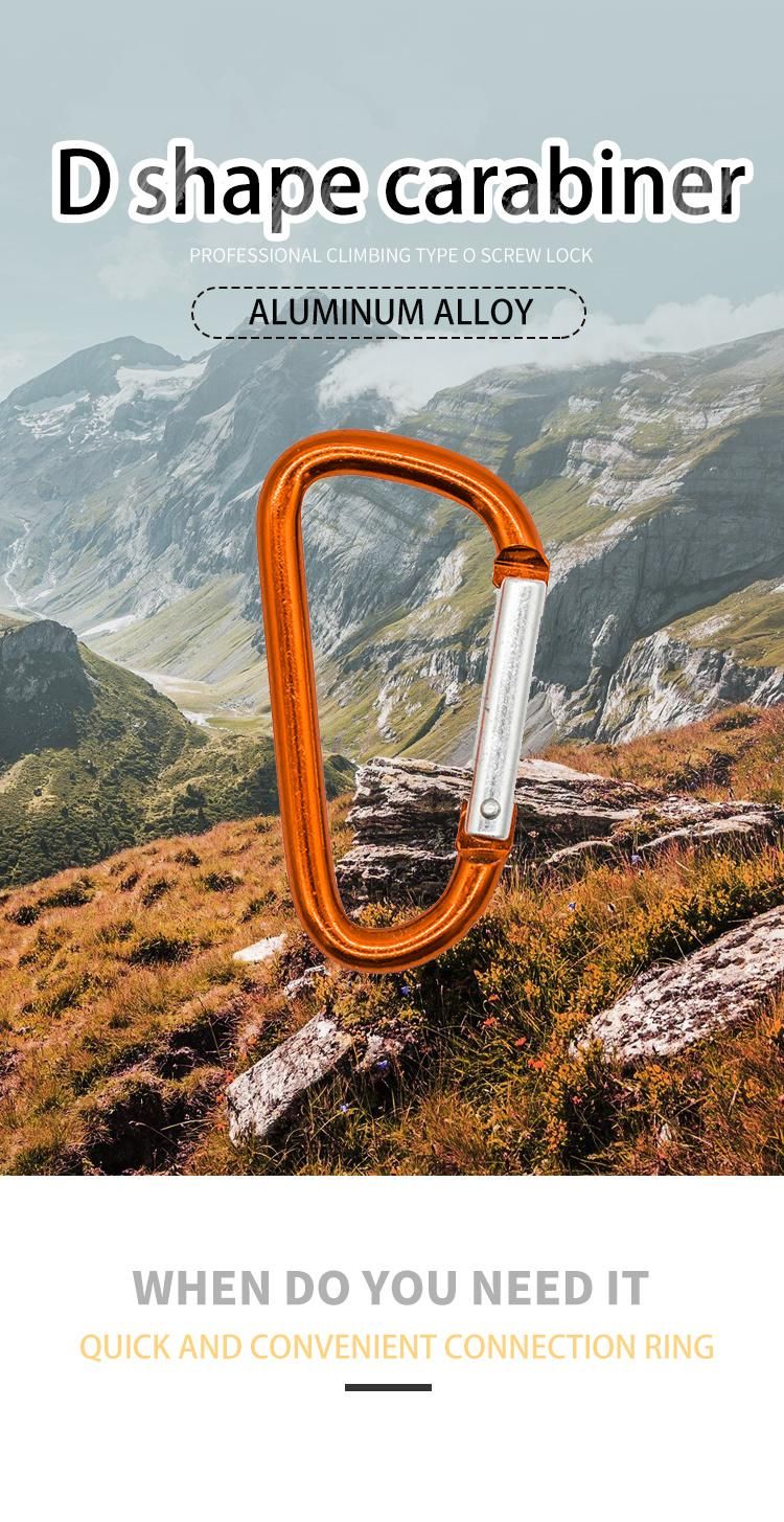 High-Quality Customized Aluminum Oxidation Alloy D Shape Carabiner