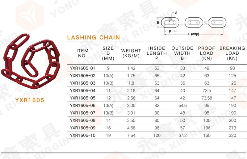 High Strength 13mm Alloy Powder Coating Lashing Chain with J/C Type Hook