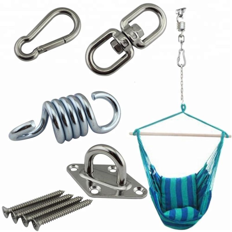 500 Lb Capacity Hammock Chair Hanging Kit Premium Stainless Steel Hammock Spring, Swivel Hook, and Ceiling Hammock Mount with 4 Mount Screws Esg13084