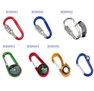 2017 New Design D Shaped Screw Locking Number Locking Compass Aluminum Hook for Keychain Carabiner Camping Spring Snap Clip Promotion