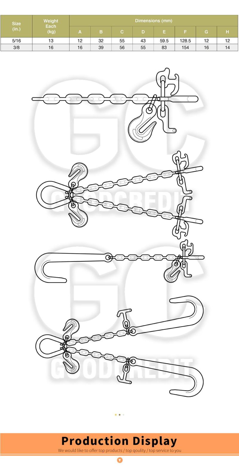 Manufacture Zinc Plated G70 G80 Binder Chain