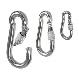 Stainless Steel Spring Snap Hook Carabiner with Screw Lock